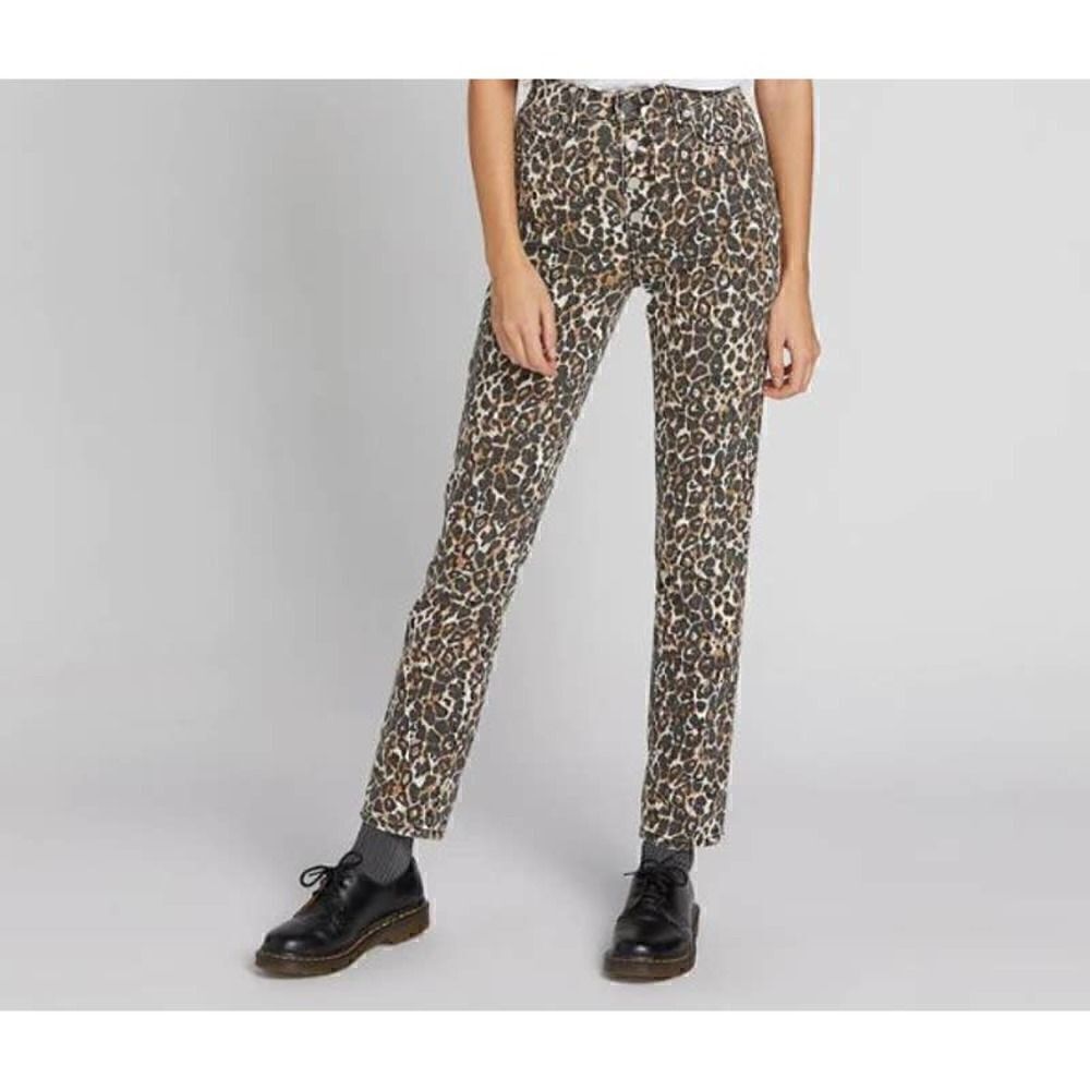 Volcom Women's Super Stoned High Rise Skinny Leopard Cheetah Print Jeans Size 27